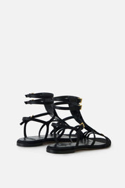 Elisabetta Franchi Sandali Flat con Ganci e Doppio Cinturino SA93L62E2 NERO