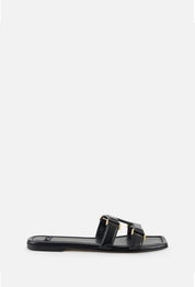 Elisabetta Franchi Sandali Flat In Nappa con Logo SA50L62E2 NERO