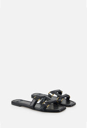 Elisabetta Franchi Sandali Flat In Nappa con Logo SA50L62E2 NERO