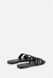 Elisabetta Franchi Sandali Flat In Nappa con Logo SA50L62E2 NERO