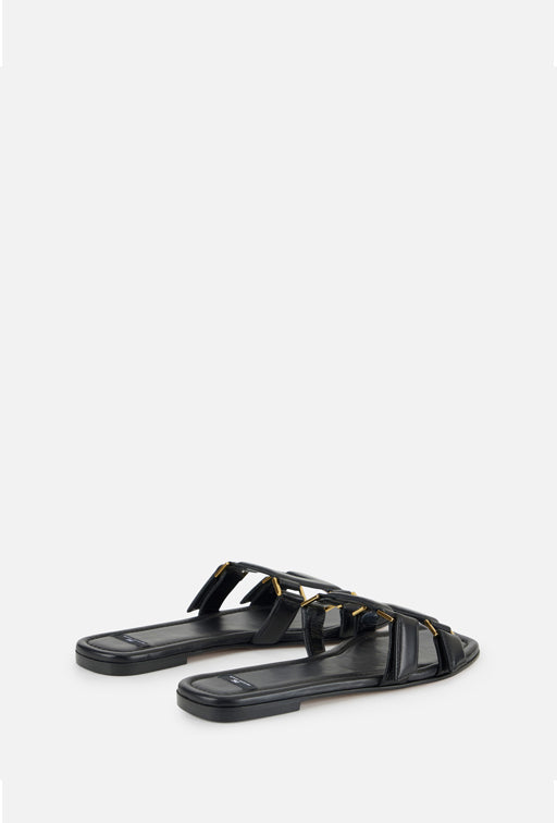 Elisabetta Franchi Sandali Flat In Nappa con Logo SA50L62E2 NERO