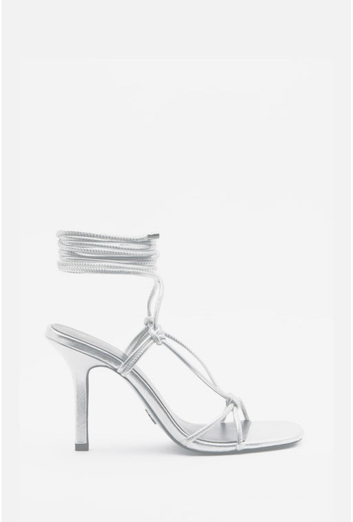 Patrizia Pepe Sandali In Pelle con Tacco Stiletto 8X0117 L031 NEW SILVER