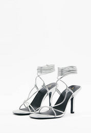 Patrizia Pepe Sandali In Pelle con Tacco Stiletto 8X0117 L031 NEW SILVER