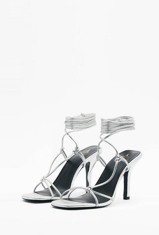 Patrizia Pepe Sandali In Pelle con Tacco Stiletto 8X0117 L031 NEW SILVER