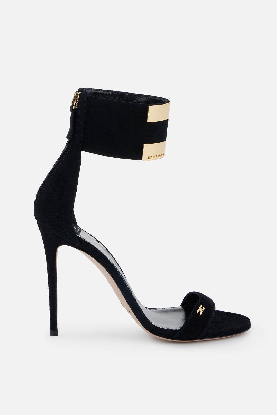 Elisabetta Franchi Sandali In Suede con Cavigliera con Logo SA91L62E2 NERO