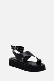 Patrizia Pepe Sandali Platform In Pelle con Cuciture a Contrasto 2X0059 L048 NERO