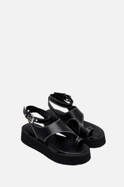 Patrizia Pepe Sandali Platform In Pelle con Cuciture a Contrasto 2X0059 L048 NERO