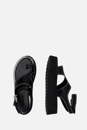 Patrizia Pepe Sandali Platform In Pelle con Cuciture a Contrasto 2X0059 L048 NERO