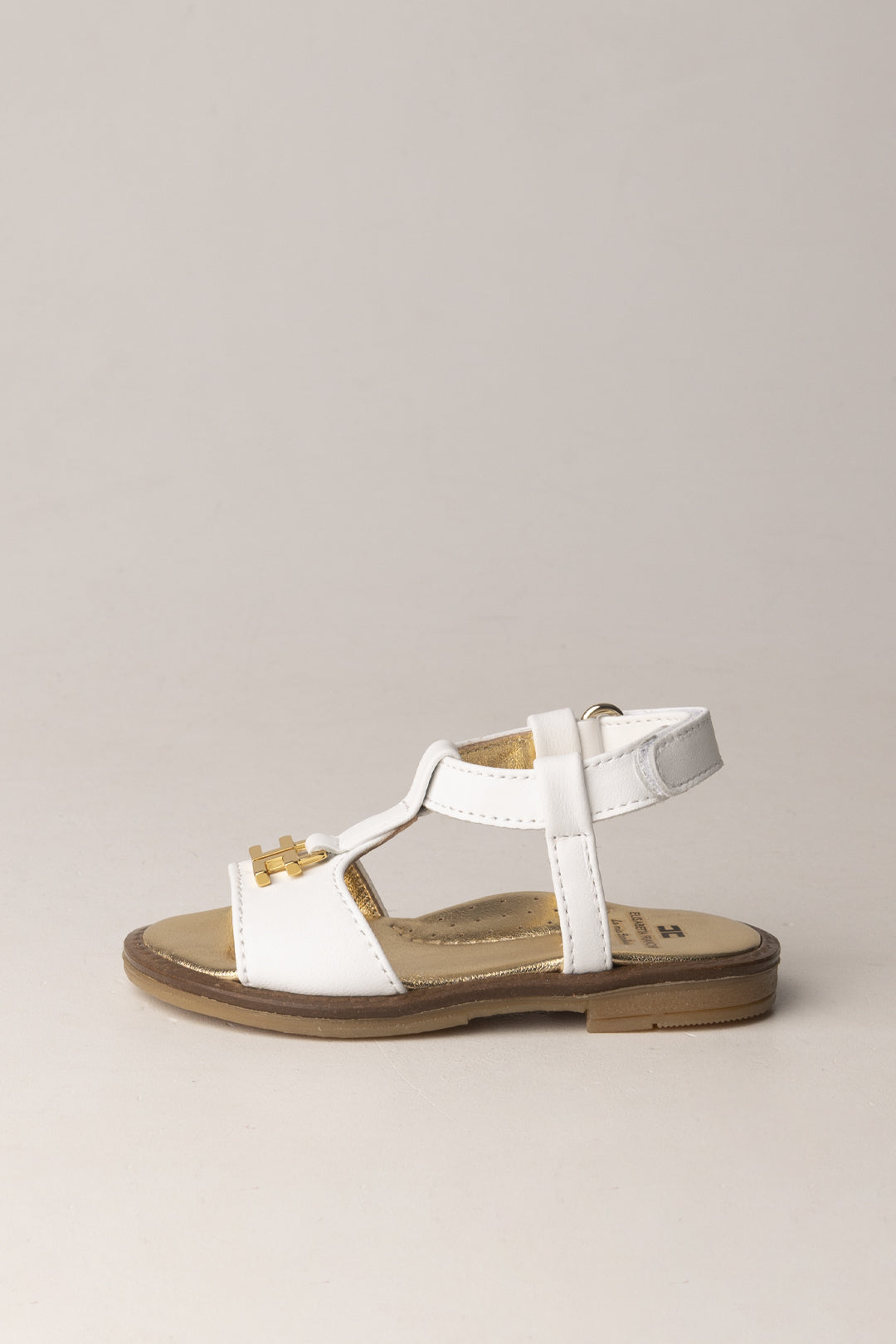 Elisabetta Franchi Bambina Sandalo con Logo e Dettagli Laminati F1A2-E0545-1733139- IVORY WHIT