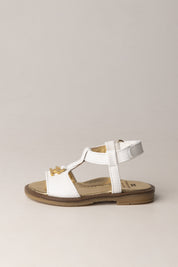 Elisabetta Franchi Bambina Sandalo con Logo e Dettagli Laminati F1A2-E0545-1733139- IVORY WHIT