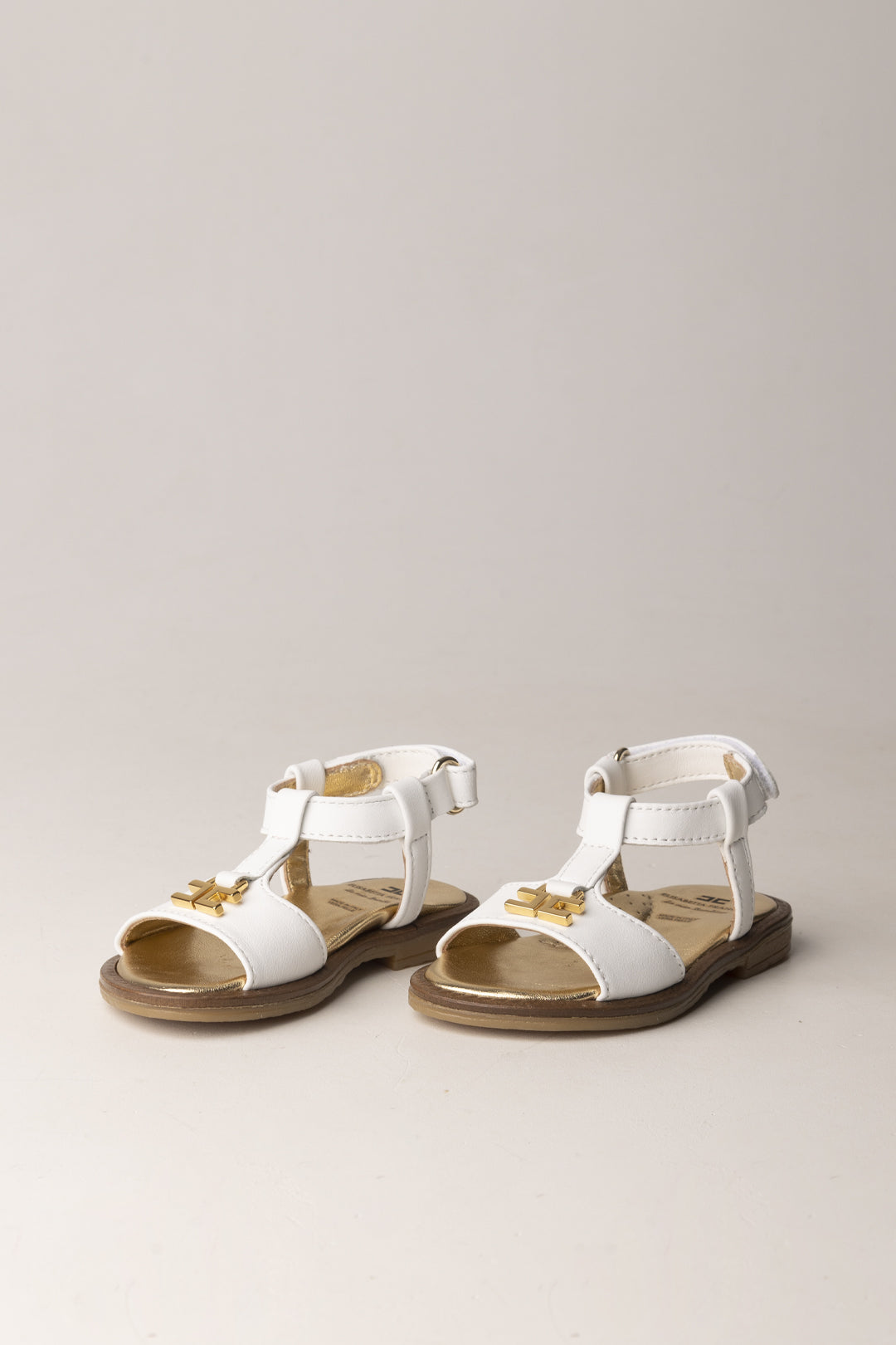 Elisabetta Franchi Bambina Sandalo con Logo e Dettagli Laminati F1A2-E0545-1733139- IVORY WHIT