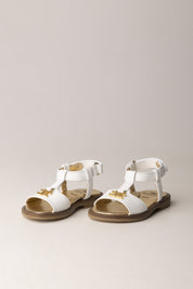 Elisabetta Franchi Bambina Sandalo con Logo e Dettagli Laminati F1A2-E0545-1733139- IVORY WHIT