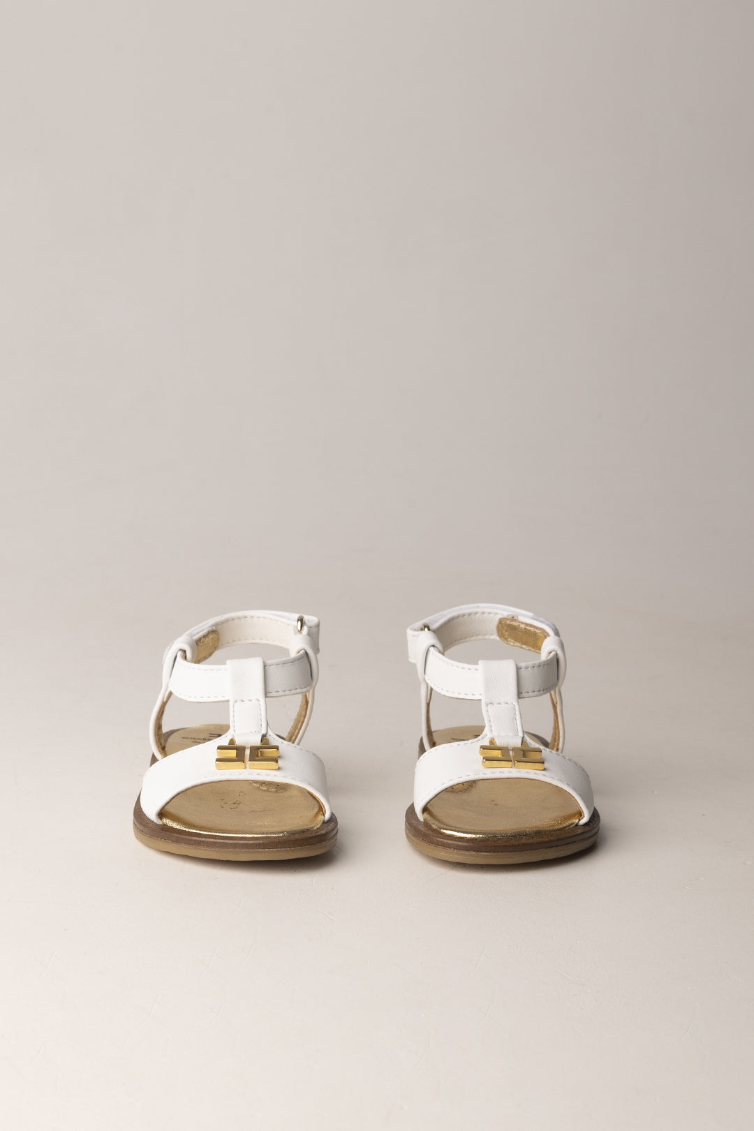 Elisabetta Franchi Bambina Sandalo con Logo e Dettagli Laminati F1A2-E0545-1733139- IVORY WHIT
