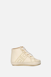 Elisabetta Franchi Bambina Scarpine Alte con Lacci In Raso F0A9-E0614-1731138- MILK