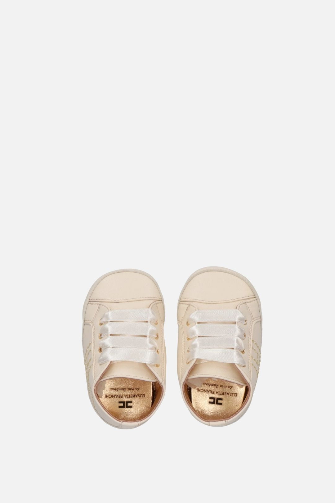 Elisabetta Franchi Bambina Scarpine Alte con Lacci In Raso F0A9-E0614-1731138- MILK