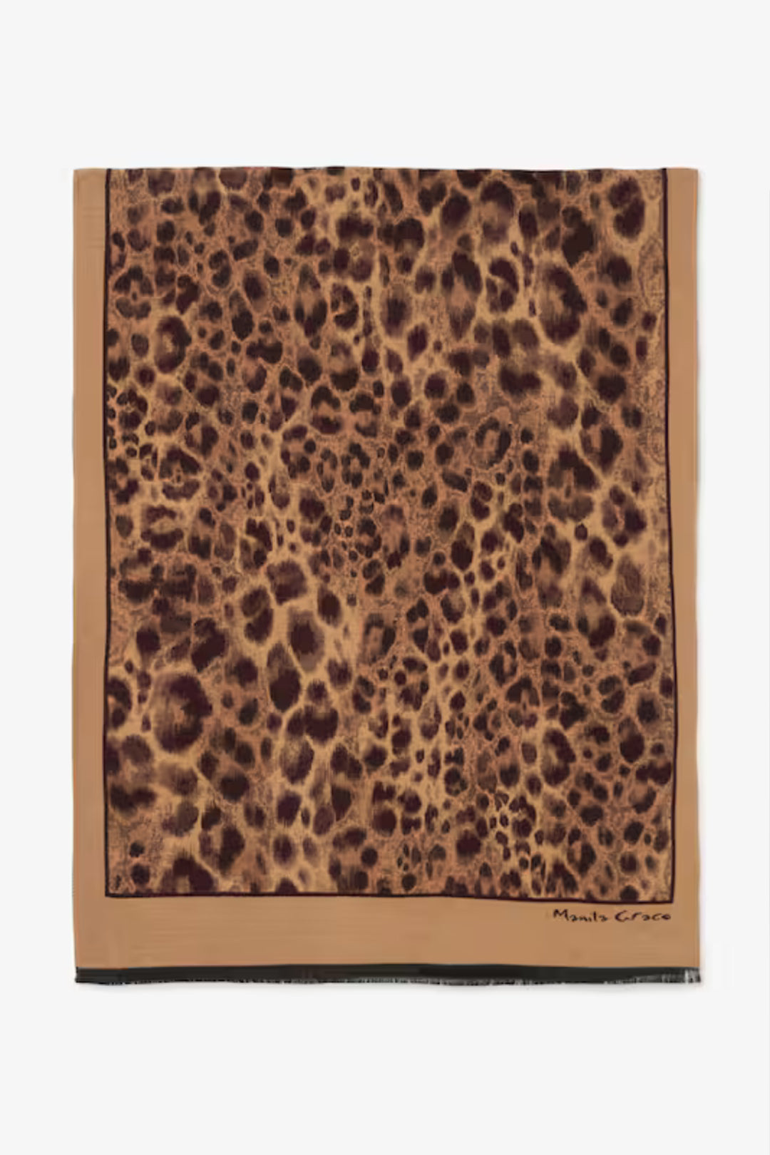 Manila Grace Sciarpa Animalier con Bordo a Contrasto F623VJ NUTELLA