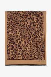 Manila Grace Sciarpa Animalier con Bordo a Contrasto F623VJ NUTELLA