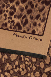 Manila Grace Sciarpa Animalier con Bordo a Contrasto F623VJ NUTELLA