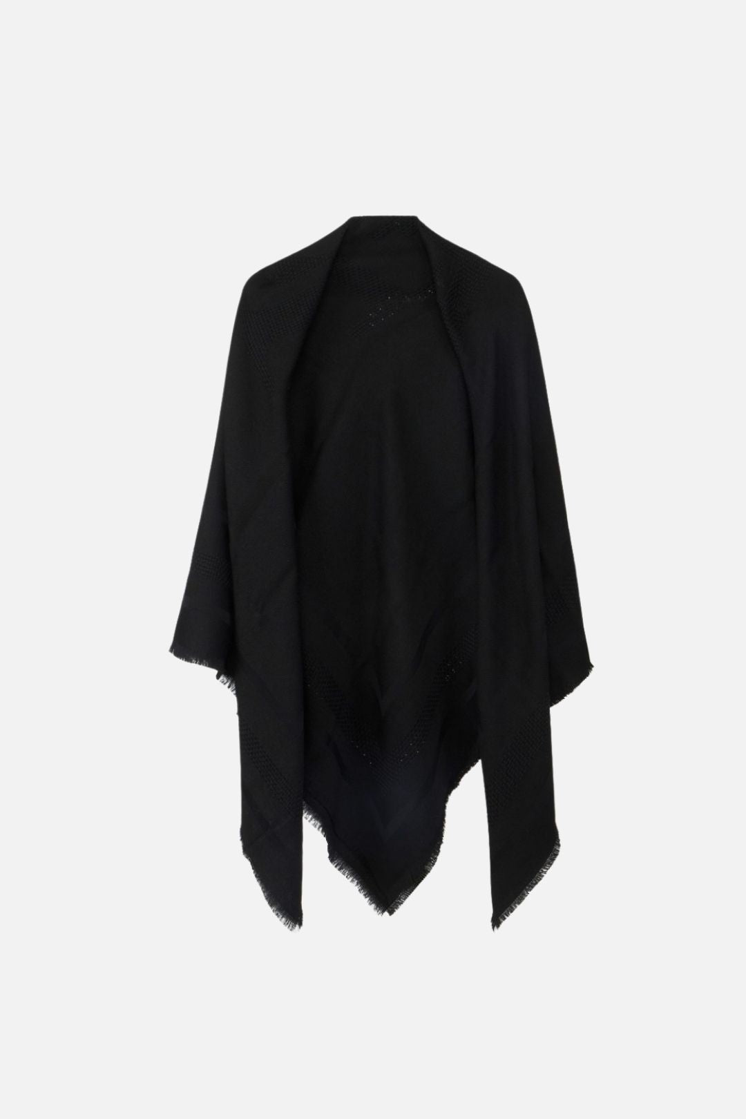 Elisabetta Franchi Sciarpa Quadrata In Lana con Logo e Frange MT01F66E2 NERO