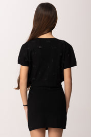 Elisabetta Franchi Bambina Set Completo Carigan, Top e Outfit con Logo Strass EFCM027CFL129.N000