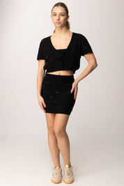 Elisabetta Franchi Bambina Set Completo Carigan, Top e Outfit con Logo Strass EFCM027CFL129.N000