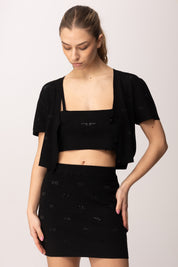 Elisabetta Franchi Bambina Set Completo Carigan, Top e Outfit con Logo Strass EFCM027CFL129.N000