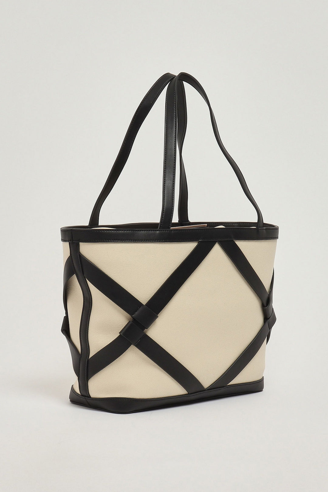 Twin-set Shopper In Canvas con Dettagli Effetto Pelle 261TB7271 BIC.MADREPERLA/NERO