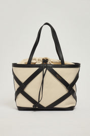 Twin-set Shopper In Canvas con Dettagli Effetto Pelle 261TB7271 BIC.MADREPERLA/NERO