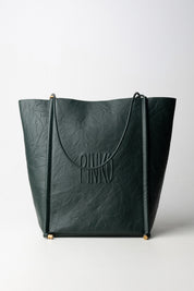 Pinko Shopping Bag Effetto Carta 104365 A27H VERDE SCARABEO-ANTIQUE GOLD