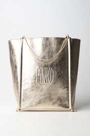 Pinko Shopping Bag Effetto Carta Metallizzata 104365 A27U ORO-ANTIQUE GOLD