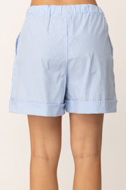 Khloe Femme Shorts a Righe con Cintura Fiocco AZZURRO