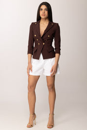 Elisabetta Franchi Shorts Basici In Gabardina SH01562E2 AVORIO