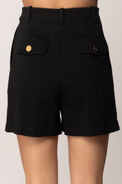 Elisabetta Franchi Shorts Basici In Gabardina SH01562E2 NERO