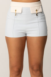 Elisabetta Franchi Shorts Color Block con Logo Charms SHT0156E2 STARLIGHT/MILK