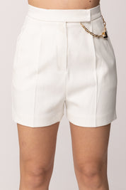Elisabetta Franchi Shorts con Catena Gioiello SH00561E2 AVORIO