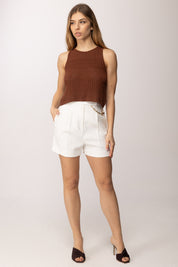 Elisabetta Franchi Shorts con Catena Gioiello SH00561E2 AVORIO
