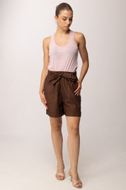 Khloe Femme Shorts In Cotone con Fusciacca 26149 CACAO