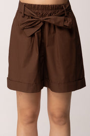 Khloe Femme Shorts In Cotone con Fusciacca 26149 CACAO