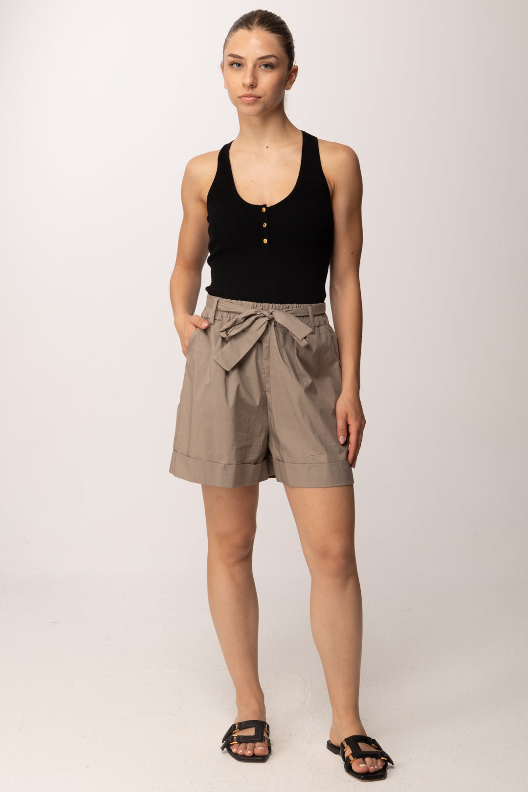 Khloe Femme Shorts In Cotone con Fusciacca 26149 SABBIA
