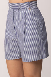 Elisabetta Franchi Shorts In Cotone Stretch a Righe SH01262E2 OXFORD