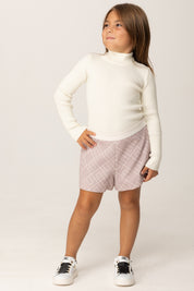 Elisabetta Franchi Bambina Shorts In Crepe con Stampa Logo Geometrico EGBE0240GA023 SUNRISE-MILK/MILK