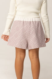 Elisabetta Franchi Bambina Shorts In Crepe con Stampa Logo Geometrico EGBE0240GA023 SUNRISE-MILK/MILK