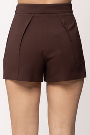Elisabetta Franchi Shorts In Crêpe Leggero con Pinces SH01062E2 CACAO