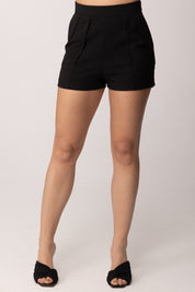 Elisabetta Franchi Shorts In Crêpe Leggero con Pinces SH01062E2 NERO