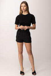 Elisabetta Franchi Shorts In Crêpe Leggero con Pinces SH01062E2 NERO