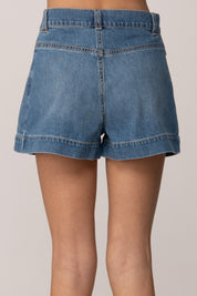 Elisabetta Franchi Bambina Shorts In Denim con Pannelli Frontali EFBE0760DF011.4039