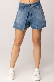Elisabetta Franchi Bambina Shorts In Denim con Pannelli Frontali EFBE0760DF011.4039