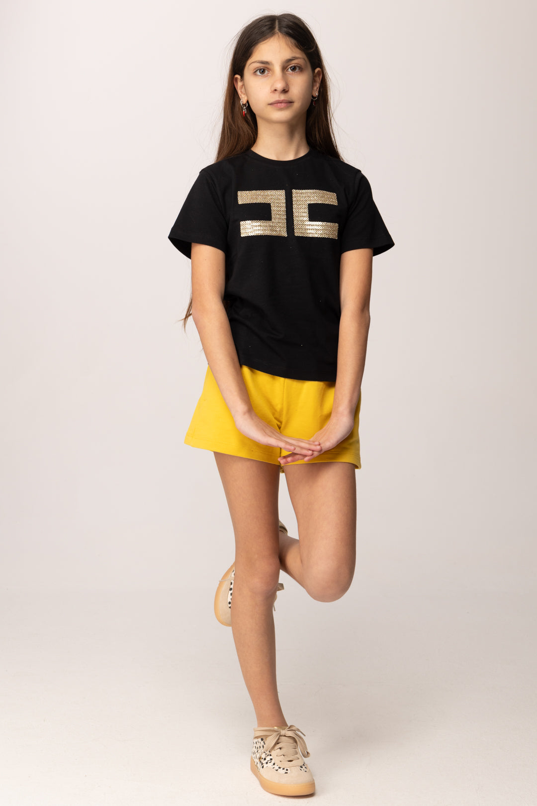 Elisabetta Franchi Bambina Shorts In Felpa con Tasca Logo Cc Sul Retro EFBE0830FF002.2115