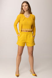 Elisabetta Franchi Bambina Shorts In Felpa con Tasca Logo Cc Sul Retro EFBE0830FF002.2115