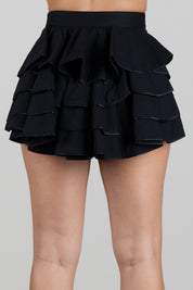 Elisabetta Franchi Shorts In Gabardina con Balze SH00567E2 NERO